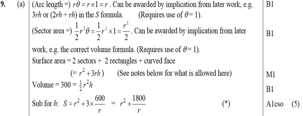 Mark Scheme for A