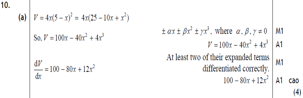 Mark Scheme for A