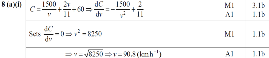 Mark Scheme for A (i)
