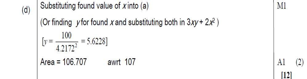 Mark Scheme for D