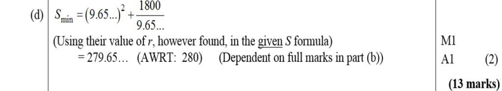 Mark Scheme for D