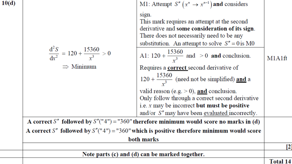 Mark Scheme for D
