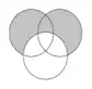 Small Venn diagram with the parts of C and D outside T shaded