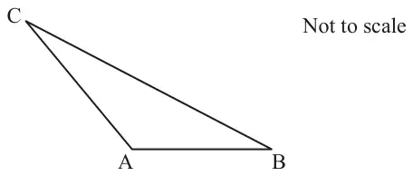 Triangle ABC with an obtuse angle at A, labelled Not to scale