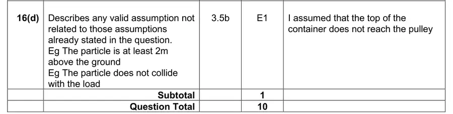 Mark scheme (d)