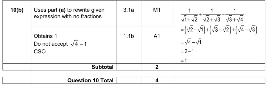 Mark scheme (b)