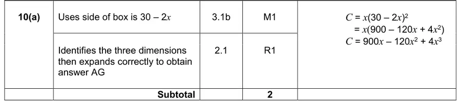 Mark scheme (a)