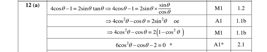 Mark scheme (a)