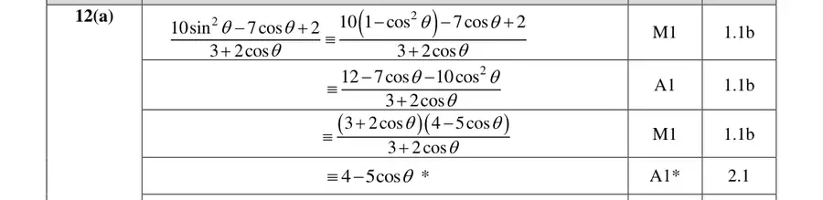 Mark scheme (a)