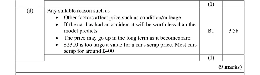 Mark scheme (d)