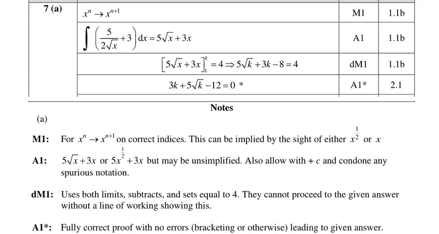 Mark scheme (a)