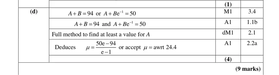 Mark scheme (d)