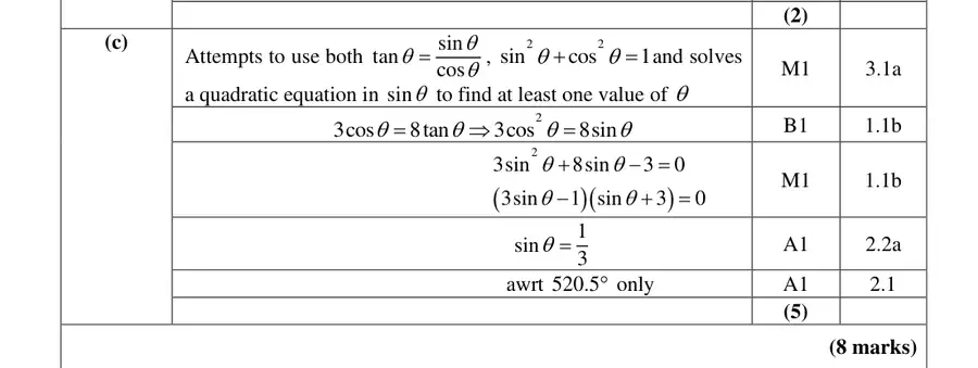 Mark scheme (c)