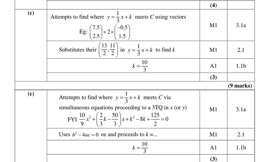 Mark scheme (c)