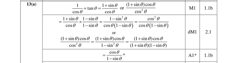 Mark scheme (a)