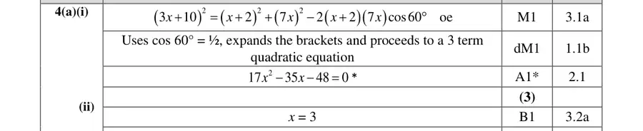 Mark scheme (a)