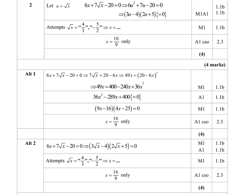 Mark scheme