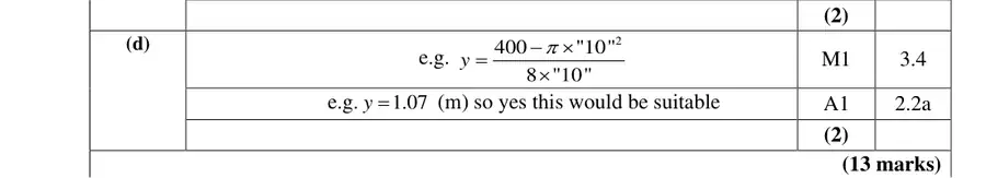 Mark scheme (d)