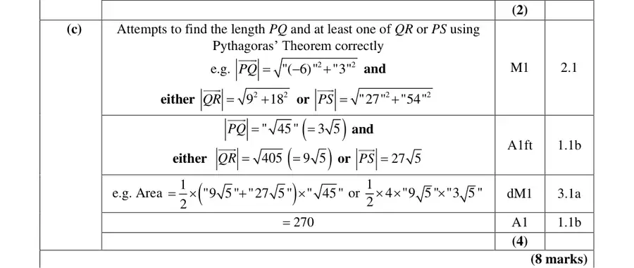 Mark scheme (c)