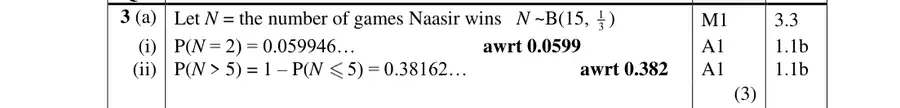 Mark scheme (a)