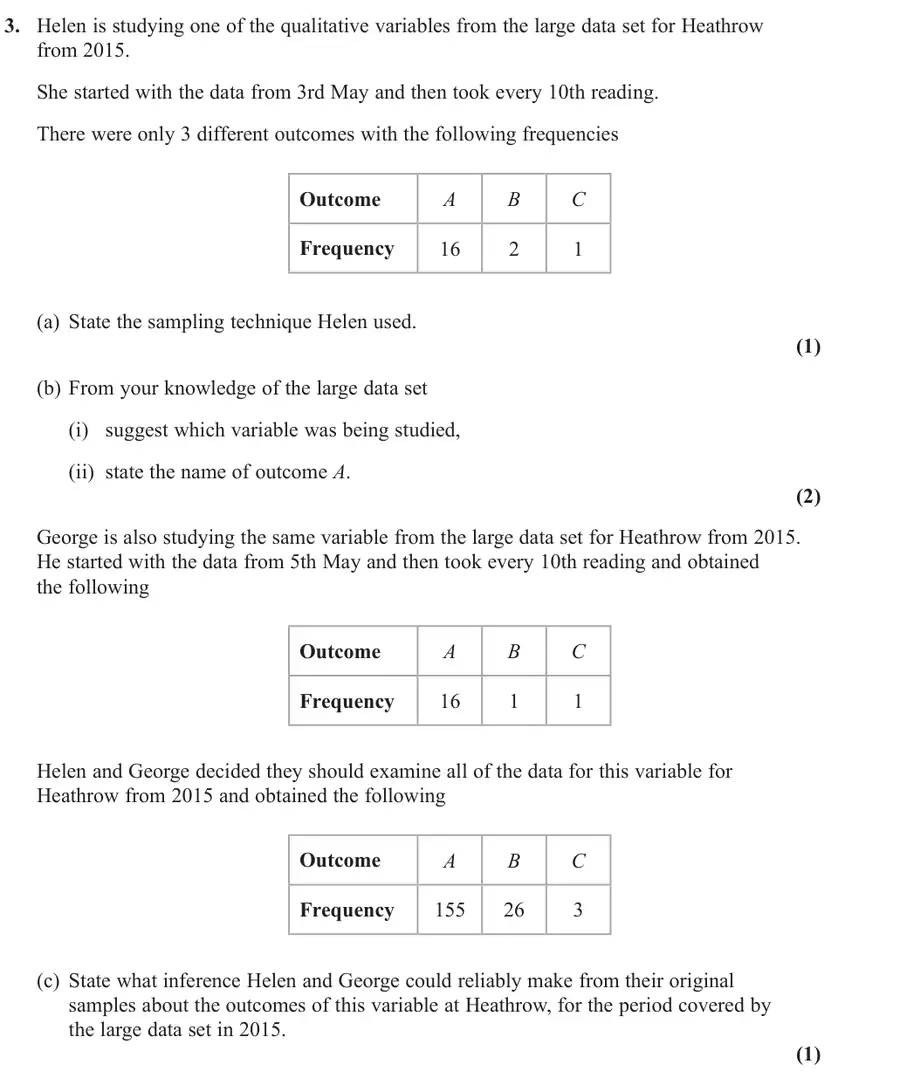 November 2021 Statistics Q3 question