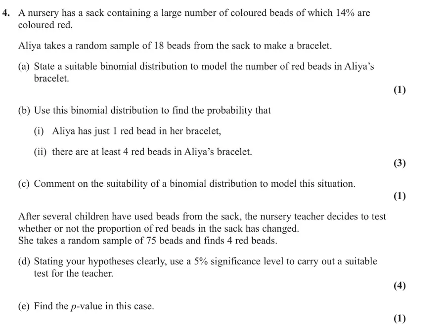 November 2021 Statistics Q4 question