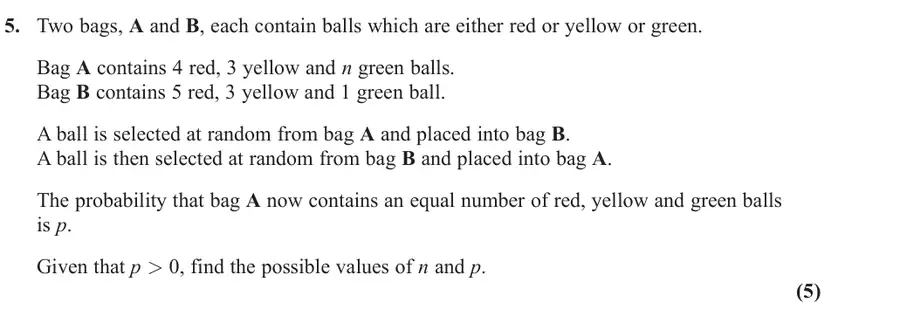 November 2021 Statistics Q5 question