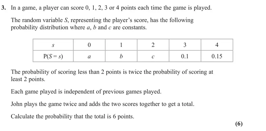 October 2020 Statistics Q3 question