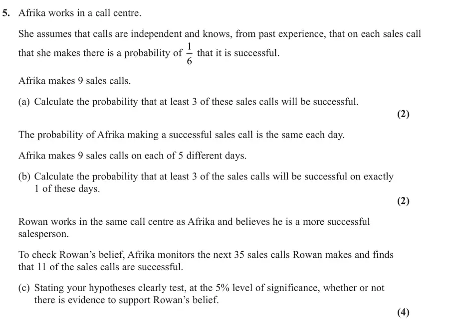 October 2020 Statistics Q5 question