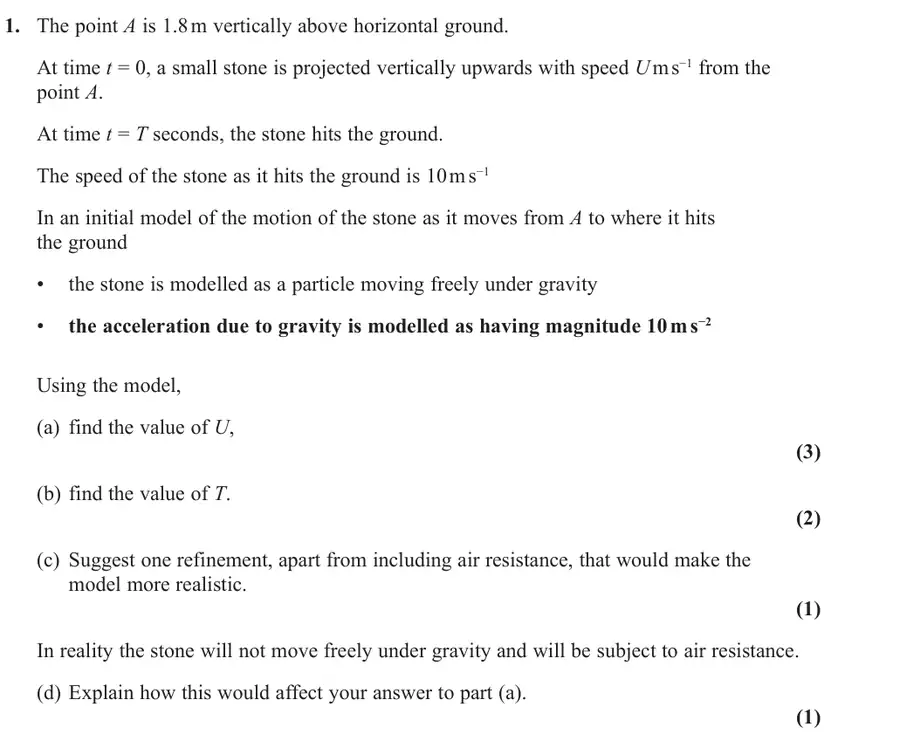 June 2022 Mechanics Q1 question