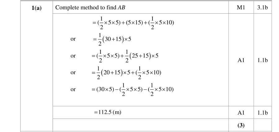 Mark scheme (a)