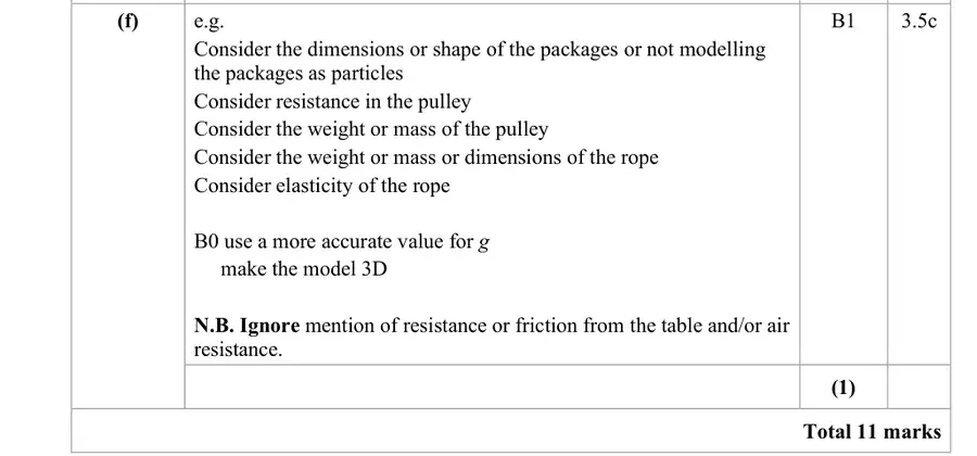 Mark scheme (f)