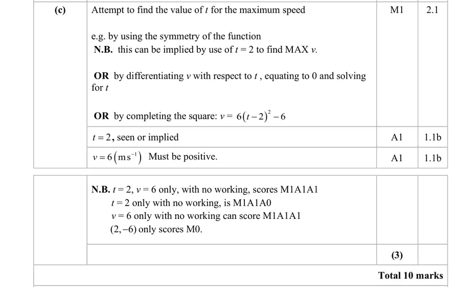 Mark scheme (c)