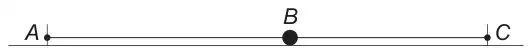 Horizontal line with fixed point A at the left end, particle B between them and fixed point C at the right end
