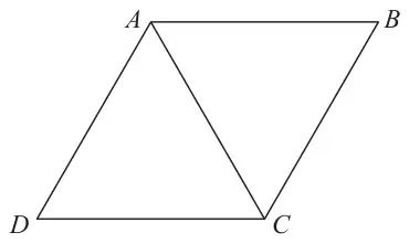 Figure 1: rhombus framework ABCD with AB along the top and DC along the bottom, and a diagonal rod AC