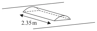 Figure 1: sketch of a speed bump lying across a road, with its width of 2.35 m marked