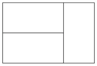 A large rectangle made of two small rectangles stacked on the left and one small rectangle standing upright on the right