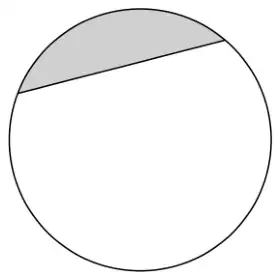 Circle with a chord near the top; the smaller region between the chord and the arc is shaded