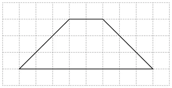 Centimetre grid with a trapezium drawn on it: bottom side 8 cm, top side 2 cm, height 3 cm