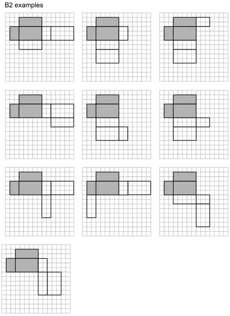 Ten examples of correct completed nets on centimetre grids