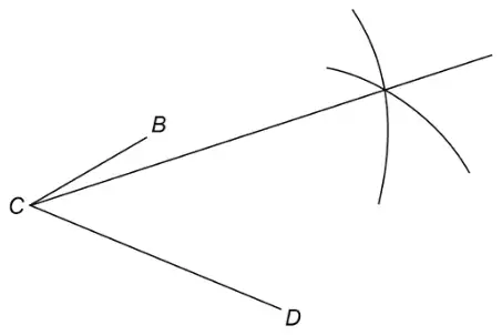 Angle BCD with two arcs drawn from B and D crossing, and a line from C through the intersection
