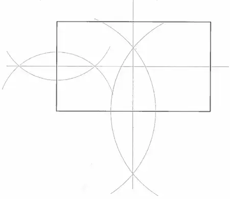 Example: the rectangle with pairs of equal arcs from the vertices of the left side and of the top side, giving the horizontal and vertical lines of symmetry
