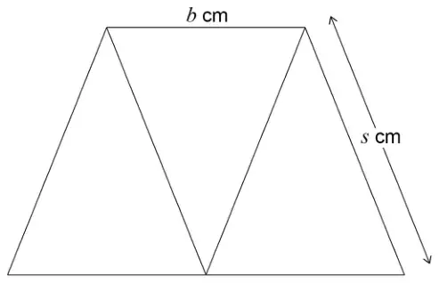 The same trapezium with top edge b cm and one slanting side s cm