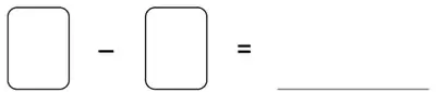 Empty card space, minus, empty card space, equals, answer line