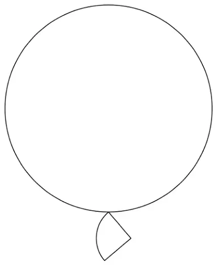 A large circle with a small quarter circle attached at the bottom