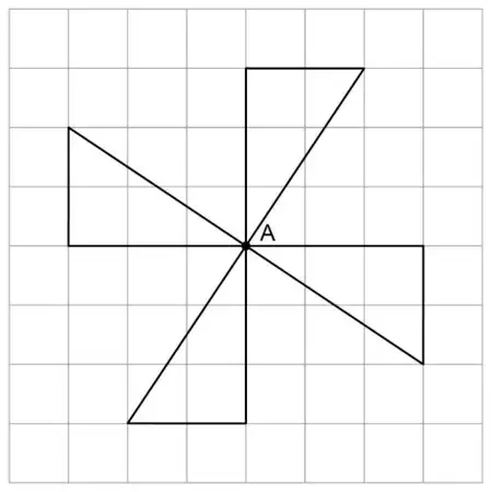 Correct diagram: the triangle and its rotations through 90°, 180° and 270° about A, forming a pinwheel