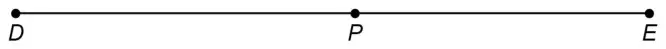 Straight line with points D, P and E marked in that order