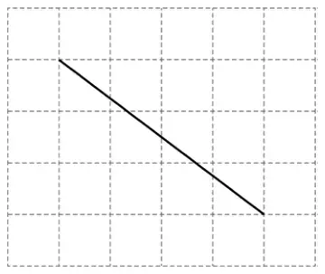 Centimetre grid with a straight line segment drawn as the diagonal of a rectangle
