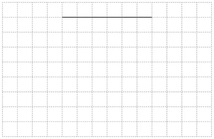 Centimetre grid with a horizontal line segment 6 cm long drawn on it