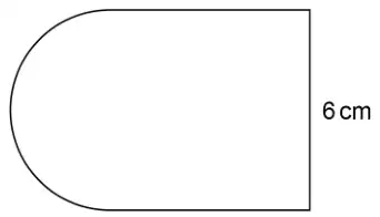 A square with side 6 cm and a semicircle on its left side